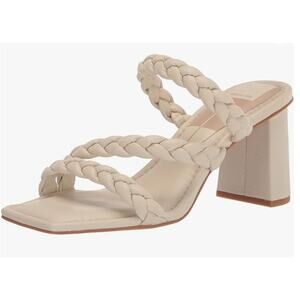 Dolce Vita Pang Heeled Sandals Ivory Stella Size 8 NIB Braided Slip On Strappy